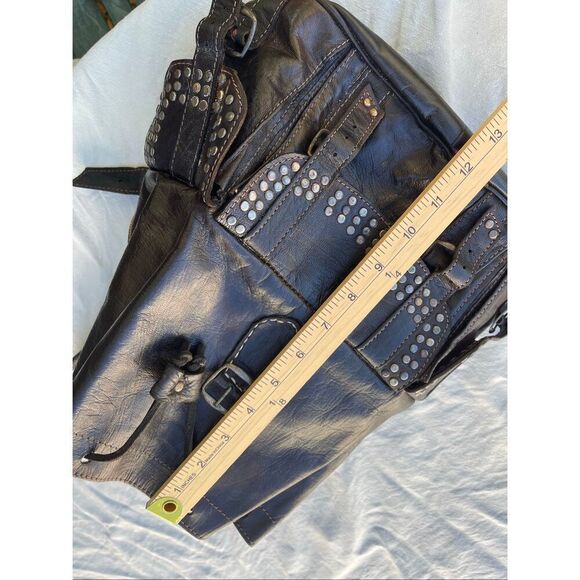 Vintage 70’s leather studded buckles backpack main image 15